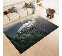 Generico Tappeto Soggiorno Treno Montagne Binari Imitazione Cashmere 80x120 cm Antiscivolo Anti-Incrostazione Lavabile in Lavatrice Tappeto Ingresso Esterno Adatto per Corridoio Angolo Colazione