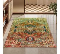 Generico Tappeto,Stampa moderna vintage floreale multicolore in stile shabby chic, verde, 110 x 110 cm, Area Rug Living Room, Bedroom, Farmhouse Fireplace, Lounge Rugs for Wooden Floors,