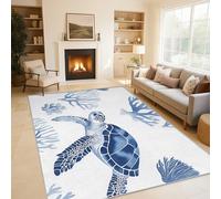 Generico Tappeto Tartaruga Marina 60x90 cm, Tappeto Camera da Letto Vita Marina - Pelo Corto Antiscivolo Flanella Morbido Lavabili Cameretta Scendiletto Z-N1