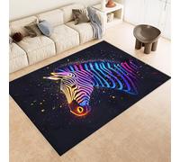 Generico Tappeto Vintage Motivo animale Zebra, Tappeto lavabile Nero, passatoia antiscivolo lavabile moderno pelo corto runner salotto per soggiorno camera da letto corridoio 80x150cm