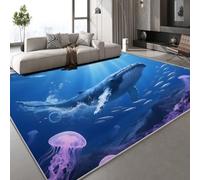 Generico Tappeto Zerbini Lavabile Balena Medusa 50x80 cm Tappeti per ingresso interno Antiscivolo, Sotto Il Mare Sogna Camera da Letto Pelo Corto,Tappeti Grande Sala da Pranzo,Ufficio,Corridoio