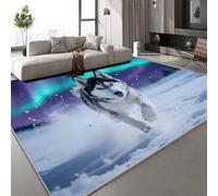 Generico Tappeto Zerbini Lavabile Husky Animale 50x80 cm Tappeti per ingresso interno Antiscivolo, Aurora Neve Camera da Letto Pelo Corto,Tappeti Grande Sala da Pranzo,Ufficio,Corridoio