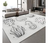 Generico Tappeto Zerbini Lavabile Stella Marina Dipinta 50x80 cm Tappeti per ingresso interno Antiscivolo, Alghe Conchiglie Camera da Letto Pelo Corto,Tappeti Grande Sala da Pranzo,Ufficio,Corridoio
