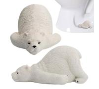 Generico Tappi Copriwater per WC - 10,41x6,6x5,08 Cm Peer WCC in Resina A Forma di Orso Polare 2 Pezzi | Cappucci Copri Bulloni WCcc | Tapppi Perrr Buliloni Peeer WcccC Coppri Bullroni Perr WWC Pee B