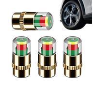 Generico Tappi Per Valvola Pressione Pneumatici - 4 Pezzi in 3 Colori con Indicatore Sensore per Pressione 2.4bar e 2.5bar,Monitor Gomme,Per Auto Moto Camion SUV Rimorchi Veicoli Uso Esterno Guida Lu