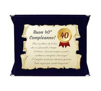 Generico Targa 40° Compleanno | Elegante Regalo Quarantesimo Compleanno | Cofanetto con Pergamena per Quarantenne | Biglietto Auguri | Birthday Plate (blu, 40 Anni)