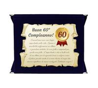Generico Targa 60° Compleanno | Elegante Regalo Sessantesimo Compleanno | Cofanetto con Pergamena per Sessantenne | Biglietto Auguri | Birthday Plate (blu, 60 Anni)