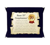 Generico Targa 70° Compleanno | Elegante Regalo Settantesimo Compleanno | Cofanetto con Pergamena per Settantenne | Biglietto Auguri | Birthday Plate (blu, 70 Anni)