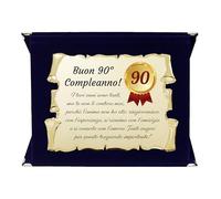 Generico Targa 90° Compleanno | Elegante Regalo Novantesimo Compleanno | Cofanetto con Pergamena per Novantenne | Biglietto Auguri | Birthday Plate (blu, 90 Anni)