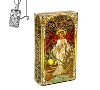 Generico Tarocchi Art Nouveau dorati - mazzo tascabile per principianti con collana - design elegante, facile da usare