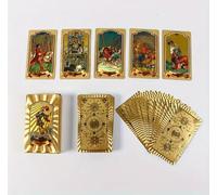 Generico Tarocchi Dorati di Lusso, 78 Carte Placcate in Oro, Stile Classico Rider Waite, 12 x 7 cm, Edizione da Collezione