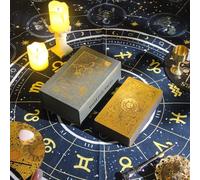 Generico Tarocchi in Lamina d'oro con Guida Tarocchi Impermeabili e Resistenti alle Rughe Tarocchi in Lamina d'oro per Principianti Mazzo di tarocchi Tarocchi con significati Gold Foil Tarot