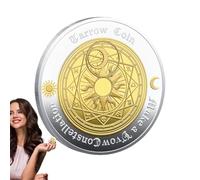 Generico Taroch Challenge Coin - Monete Commemorative | Design Color Sun Moon con Finitura placcata in Oro | Moneta Costellazione per pratiche spirituali, recitazione per la divinazione,