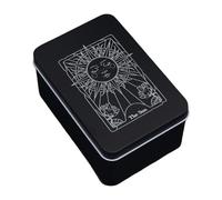Generico Tarot Deck Box Playing Card Container Moon Sun Printed Case Jewelry Small Trinket Storage Wooden Keepsake Chest Spiritual Oracle Holder Altar Accessory Decorative Gift Organizer Lid Box