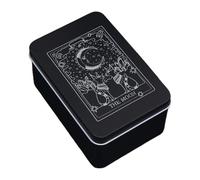 Generico Tarot Deck Box Playing Card Container Moon Sun Printed Case Jewelry Small Trinket Storage Wooden Keepsake Chest Spiritual Oracle Holder Altar Accessory Decorative Gift Organizer Lid Box