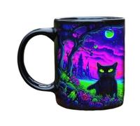 Generico Tasse Céramique Chat Noir, Mug Halloween Design Festif, Travail Amis Pratique, Hommes Femmes Adultes Cadeau, Lait Bière Jus Utilisation, Lavable