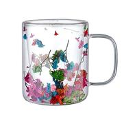 Genérico Tasses à Thé en Verre à Double Paroi - Tasses Résistantes à la Chaleur avec Fleurs Séchées | Tasse da 250 ml pour Eau, Caffè, Vin, Jus, Lait, Tasse à Boisson