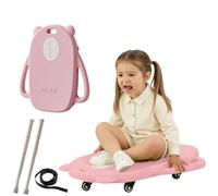 Genérico Tavola con Ruote per Interni per Bambini, Monopattino da Pavimento per Allenamento sensoriale per Bambini con autismo, tavola a rotelle con Maniglia e Ruote silenziose,Pink + Paddle