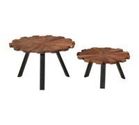 Generico Tavolini da Salotto 2pz in Legno Massello di Recupero e Ferro,Marrone,10.95kg,356250