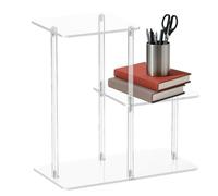 Genérico Tavolino ausiliario in acrilico | 3 livelli comodino trasparente per spazi ridotti, scaffale decorativo trasparente per ingresso, studio, corridoio, bagno e soggiorno