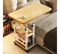 Generico Tavolino da Divano Regolabile in Altezza con Ruote, Tavolino da Salotto Comodino Mobile con Contenitore, Scrivania for Laptop Su Ruote for Divano, Letto e Balcone