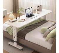 Genérico Tavolino da letto con ruote, tavolo portatile per laptop e tavolo da pranzo regolabile in altezza, per camera da letto, soggiorno, ufficio, ospedale robusto(White,120 * 60cm)
