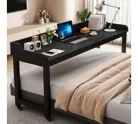 Generico Tavolino Da Letto Mobile Con Ruote A 360° E Gambe In Metallo Resistente. Scrivania Per Laptop Per Letti Matrimoniali. Ideale Per Uso Domestico Ospedaliero(Black,100cm/39.4in)