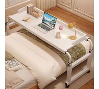 Generico Tavolino da letto regolabile con ruote - Scrivania e tavolo per laptop estensibile in altezza larghezza | Parapetto anticaduta per camera, soggiorno, uso medico(White1,120cm/47.2in)