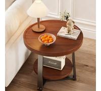 Generico Tavolino da Salotto Rotondo in Legno e Acciaio con 2 Ripiani, Tavolini da Salotto Moderni Tavolo Soggiorno per Soggiorno, Camera e Balcone, Facile Montaggio(Nesting Tables B)