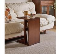 Generico Tavolino Laterale a Forma di C con Ripiani Aperti, Comodino Stretto, salvaspazio, Design Scorrevole per Soggiorno, per Tutte Le Occasioni (Marrone Scuro)