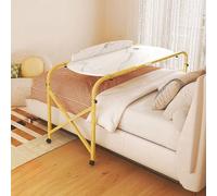 Generico Tavolino servitore con ruote a 360°, tavolino sopra il letto,regolabile in altezza,scrivania sopra il letto con deflettore rialzato King Queen Bed Table(Gold,120 * 40cm)