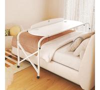 Generico Tavolino servitore con ruote a 360°, tavolino sopra il letto,regolabile in altezza,scrivania sopra il letto con deflettore rialzato King Queen Bed Table(White,140 * 40cm)