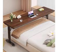 Generico Tavolino sopraletto con ruote e altezza regolabile - Gambe in metallo resistente piano in legno massello Carrello porta computer portatile, uso ospedaliero domestico(No Baffle-F,150cm/59in)