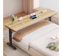 Generico Tavolino sopraletto con ruote e altezza regolabile - Gambe in metallo resistente piano in legno massello Carrello porta computer portatile, uso ospedaliero domestico(No Baffle-B,150cm/59in)