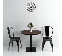 Generico Tavolo Bistrot in MDF e Acciaio Rotondo 80x75 cm Cenere Scura,Marrone,21.9kg,245610