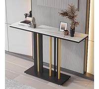 Generico Tavolo consolle Minimalista Stretto, Tavolo da Ingresso Rettangolare con Base in Metallo, Moderno Mobile d'arredo per Soggiorno, Camera da Letto, Ingresso (Bianco, 100 cm/39,3")