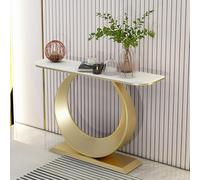 Generico Tavolo consolle per Ingresso, Tavolo consolle Moderno con Gambe circolari in Metallo, consolle per Divano con Contenitore, per Ingresso, corridoio, Soggiorno (Oro A, 100 cm/39,4 Pollici)