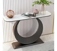 Generico Tavolo consolle per Ingresso, Tavolo consolle Moderno con Gambe circolari in Metallo, consolle per Divano con Contenitore, per Ingresso, corridoio, Soggiorno (Nero A, 100 cm/39,4 Pollici)