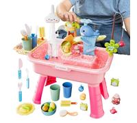 Generico Tavolo da Acqua per Bambini - Set da Gioco da 4 in 1 Pompa 'Acqua funzionante Durevole, Tavolo da attività Divertente educativo Stimolazione della creatività, Accessorio Divertente all'apert