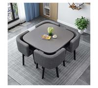 Generico Tavolo da pranzo rotondo, set da tavolo da pranzo moderno rotondo o quadrato, con 4 sedie, con cuscinetti antiscivolo, for l'uso in soggiorno(P,80cm/31.5in)