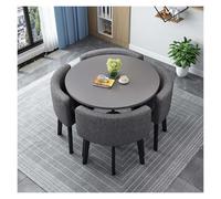 Generico Tavolo da pranzo rotondo, set da tavolo da pranzo moderno rotondo o quadrato, con 4 sedie, con cuscinetti antiscivolo, for l'uso in soggiorno(030,90cm/35.4in)