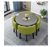 Generico Tavolo da pranzo rotondo, set da tavolo da pranzo moderno rotondo o quadrato, con 4 sedie, con cuscinetti antiscivolo, for l'uso in soggiorno(032,90cm/35.4in)