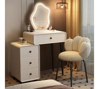 Generico Tavolo da toeletta 3 in 1 con Specchio Ribaltabile e Sgabello Girevole, luci a LED Integrate per Il Trucco, Illumina la Tua Bellezza: Specchio da Trucco con luminosità Regolabile e luci, des