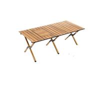 Generico Tavolo for rotoli di uova personalizzato in lega alluminio Stufa pieghevole for esterni Tè bollente Picnic Barbecue Grano legno(Large)