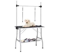 Generico Tavolo Toelettatura per Cani Regolabile con 2 Anelli e Cesto,Nero,15.85kg,171069