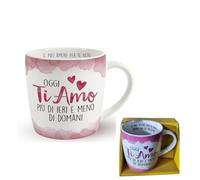 Generico Tazza Ceramica Romantica Ti Amo con Frase d'Amore, Rosa con Cuori, 330ml, Regalo per San Valentino, Anniversario