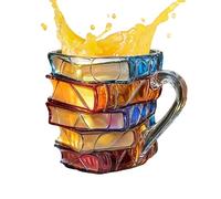 Generico Tazza Cereali Per Colazione - Tazza Da Tè In Libro Colorato Decorata a Mano,Resistente Al Calore Bevande Succo Per Cocktail Whisky Birra
