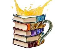 Generico Tazza Cereali Per Colazione | Tazza Da Tè In Libro Colorato Decorata a Mano - Resistente Al Calore Bevande Succo Per Cocktail Whisky Birra