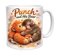 Generico Tazza con stampa Monkey Macaque Punch, piccolo pugno grande amore, tazza da caffè in ceramica, tazze per il tè, tazze originali, regali ideali per un compleanno
