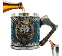 Generico Tazza da caffè in acciaio inossidabile, tazza da caffè da viaggio, Boccale di birra gotico da 450 ml, Tazza da birra di grande capacità, tazza da tè multifunzionale per madre, padre, amici